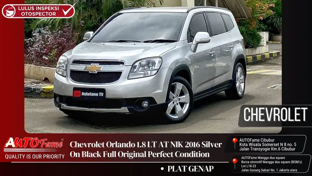 Chevrolet Orlando 1.8 LT AT NIK 2016 Silver On Black Full Original Per