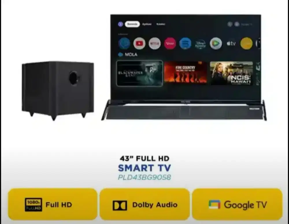 Polytron Smart LED TV 43' +Soundbar+Subwoofer