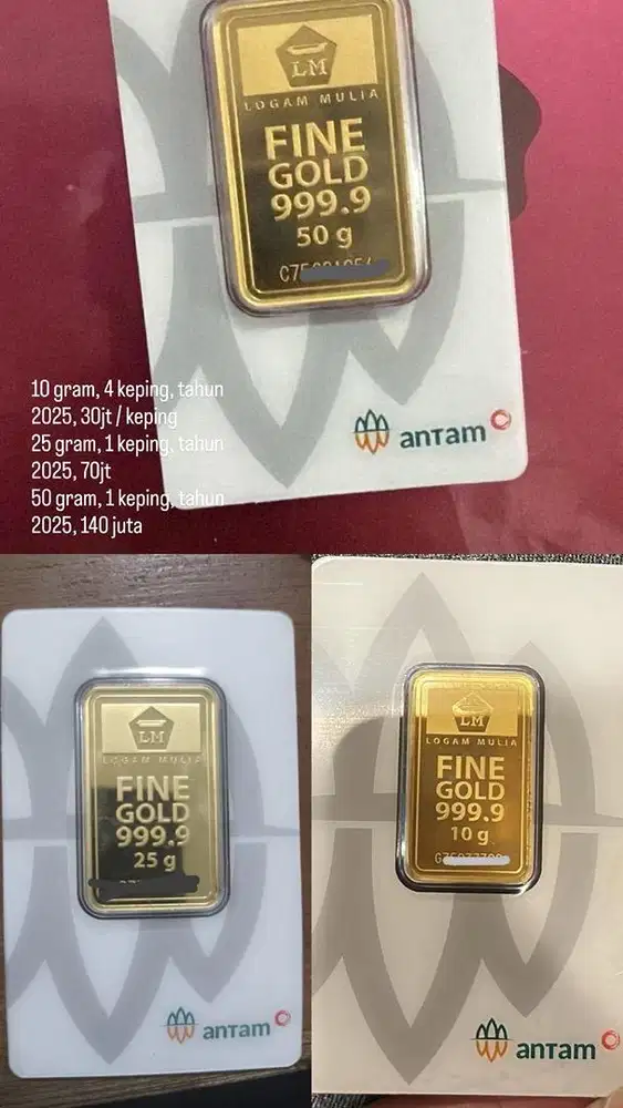 Emas Antam 10/25/50 gram tahun 2025