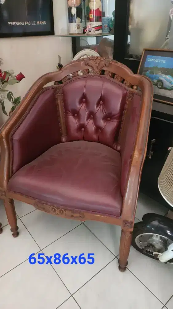 JUAL KURSI UKIR JATI SOFA 1 DUDUKAN