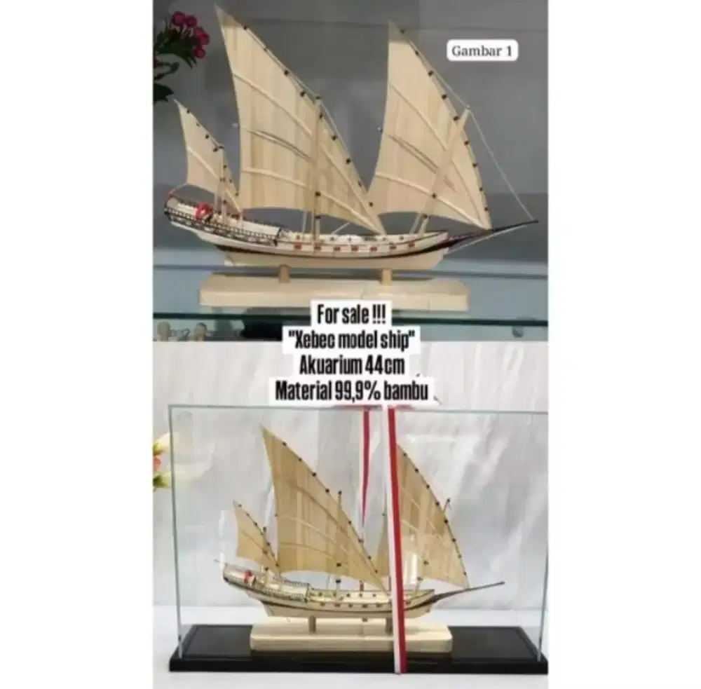 Koleksi atau hiasan kapal material bambu berkualitas