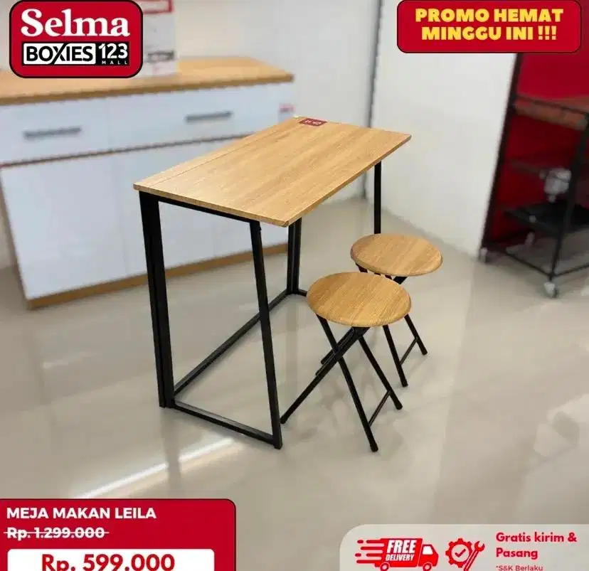 Set meja lipat minimalis