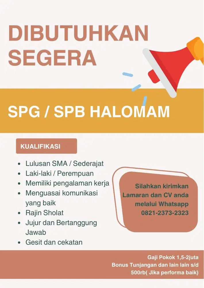 LOWONGAN SPG HALOMAM
