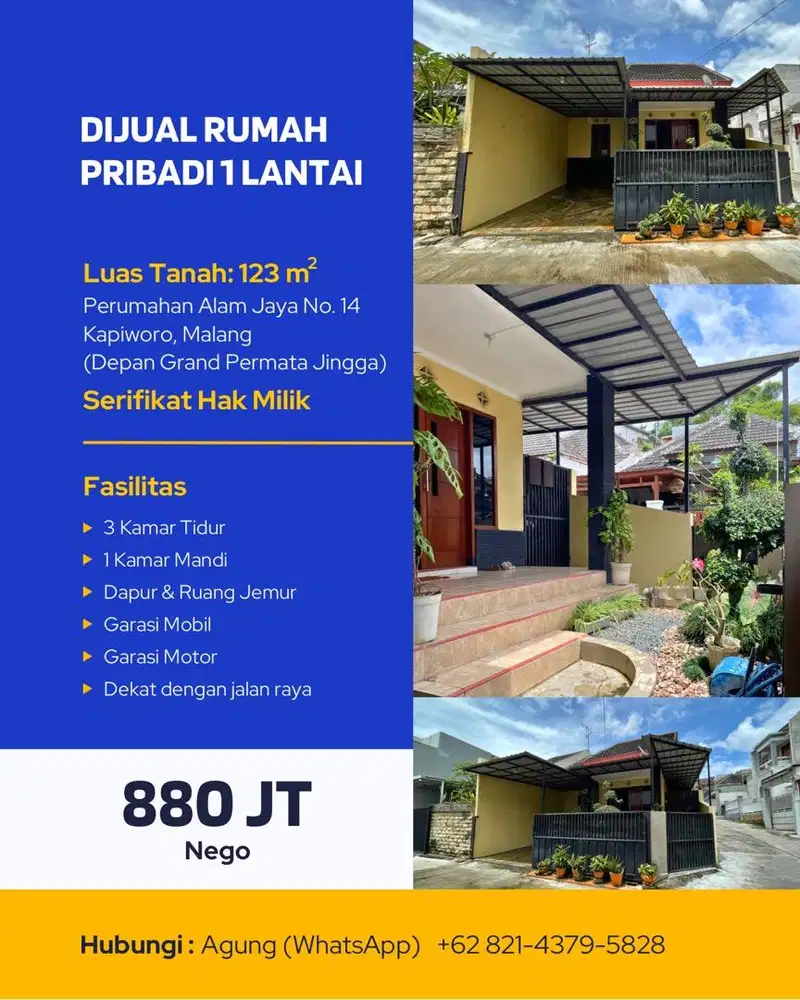 Dijul Rumah di Perum. Alam Jaya, Malang - Lokasi Nyaman & Strategis