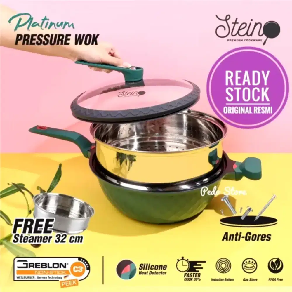 Steincookware Platinum Pressure Wok Baru Tanpa Dus ( Dus Rusak )