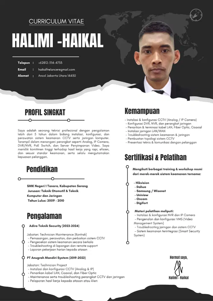 mencari Loker Teknisi CCTV & Instalasi Jaringan – Berpengalaman