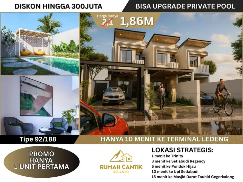 LIMITED EDITION! Rumah Customized Desain di Mainroad Sersan Bajuri Dekat Isola Setiabudi Sukasari Lembang