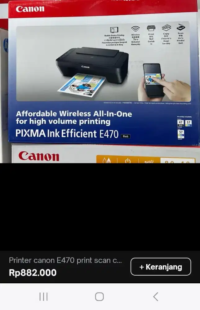 Printer Canon Pixma E470 Wireless Scan Copy