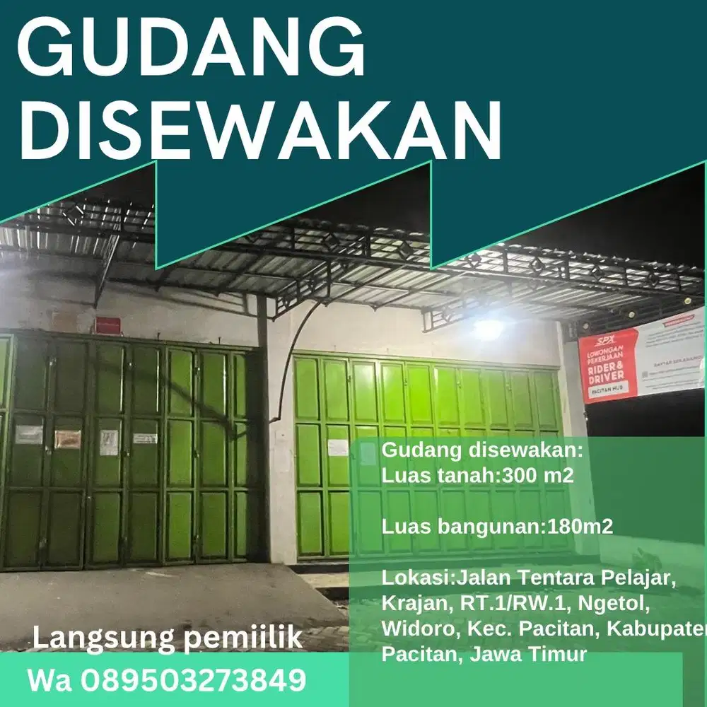 GUDANG DISEWAKAN
