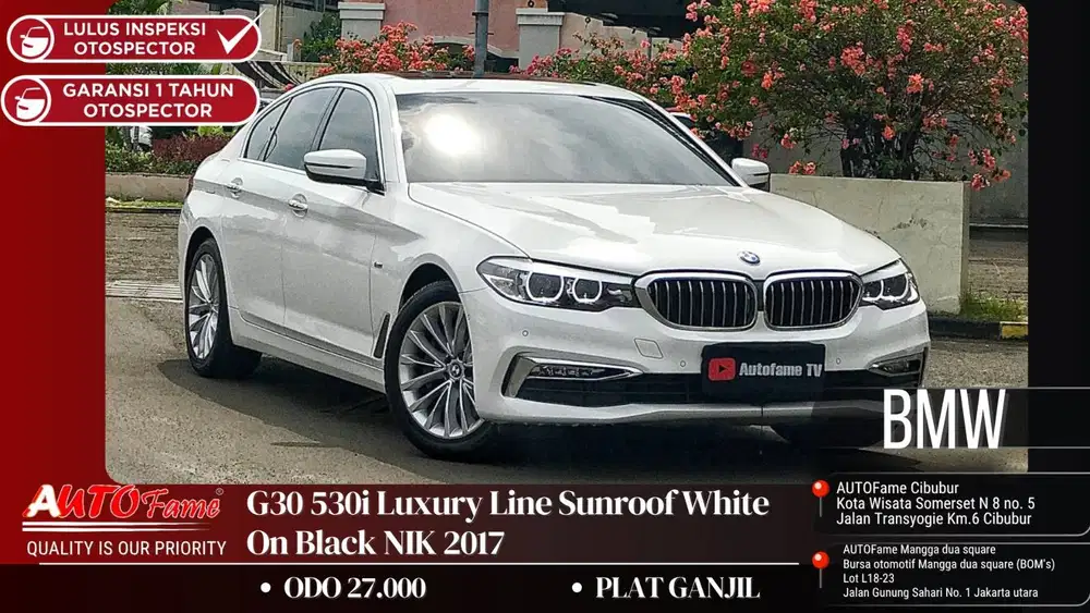 ODO 27RB BMW G30 530i Luxury Line Sunroof White On Black NIK 2017 Akhi