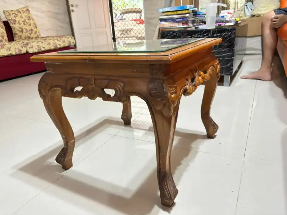 Dijual Meja Kayu Jati Ukiran - Kondisi Bagus, Kuat & Kokoh