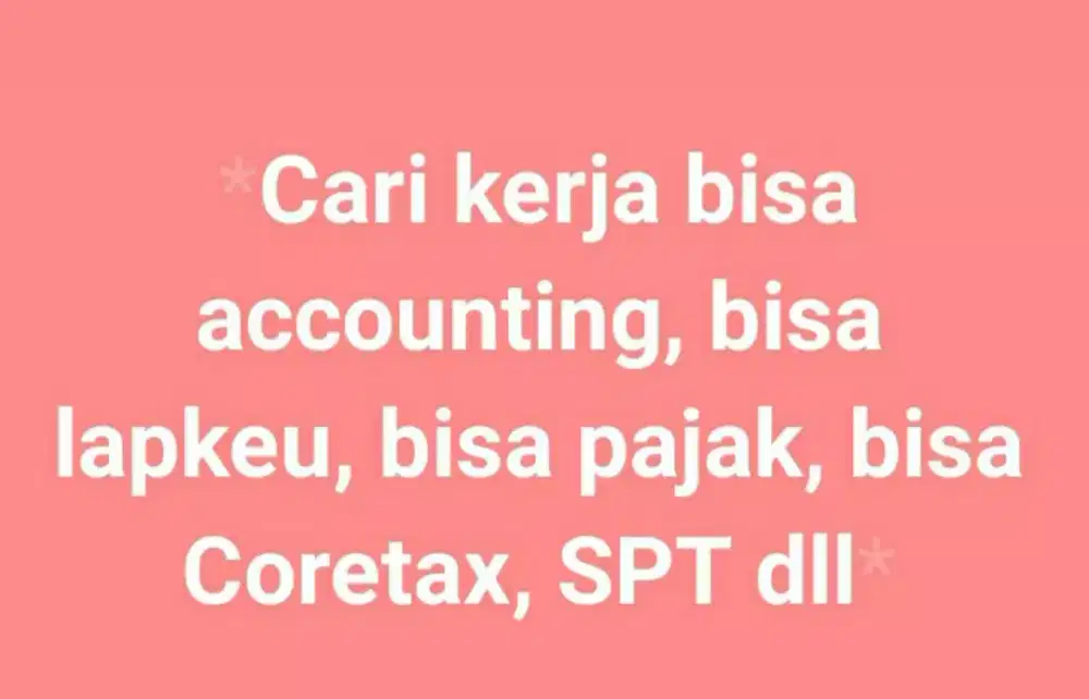 Cari kerja accounting dan pajak