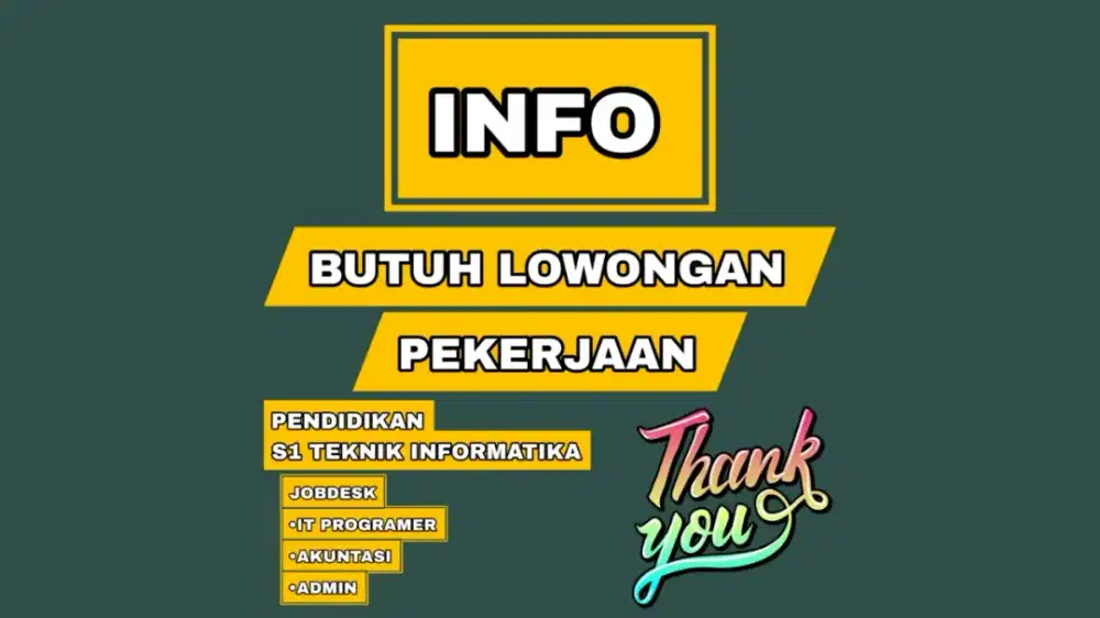 cari pekerjaan di bidang : IT Progamer, Akuntansi,Admin