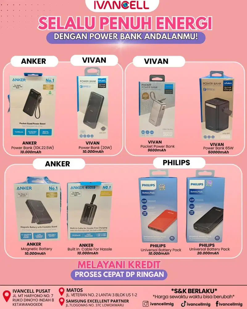 READY PROMO BULAN NOVEMBER POWERBANK PHILLIPS, VIVAN, ANKER , DLL
