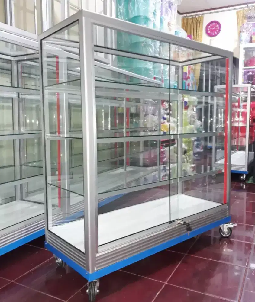 Etalase Toko Panjang 1Mx1M Pake RODA BESAR & Kunci