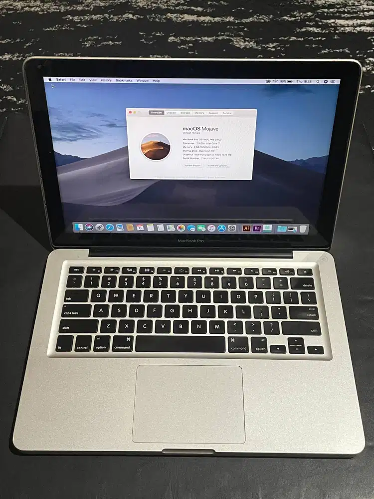 MacBook Pro 13 Inci 2012 i7 8gb ssd 256gb + hdd 750gb Design Lancar