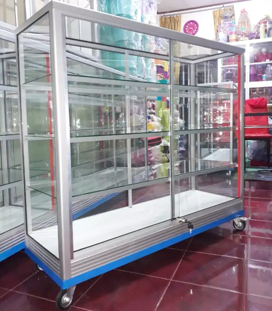 Etalase Panjang 1,2Mx1M Pakai RODA BESAR Barang Ready