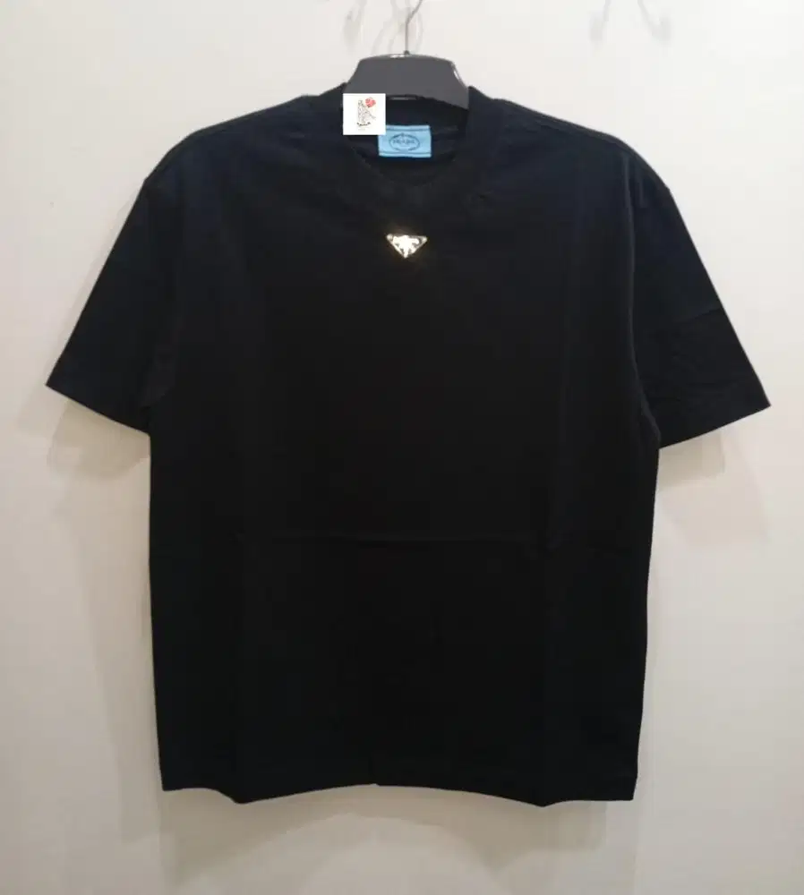 PRADA CENTRE LOGO BLACK TSHIRT