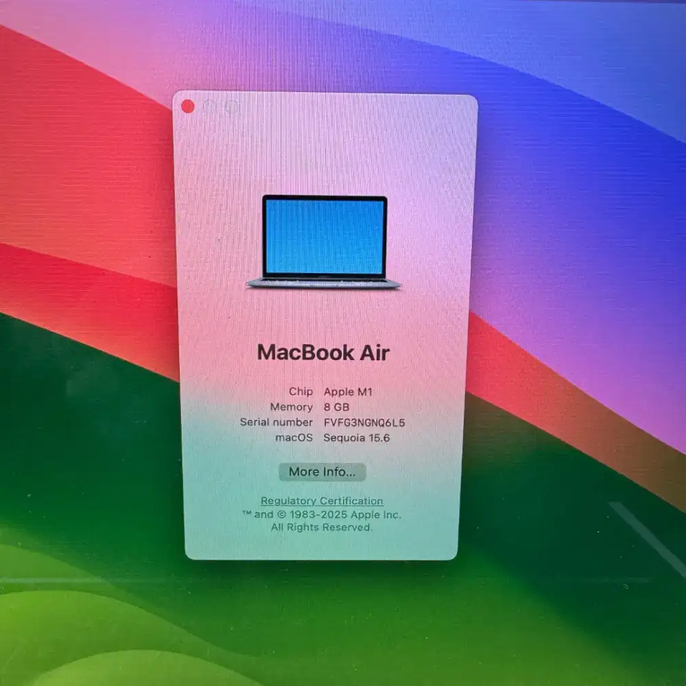 Macbook Air M1 layar 13 inch Ram 8 Ssd 512 Space Grey full set