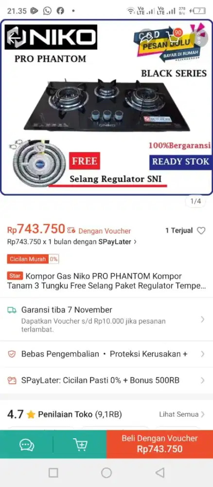 KOMPOR TANAM 3 TUNGKU dan SELANG REGULATOR