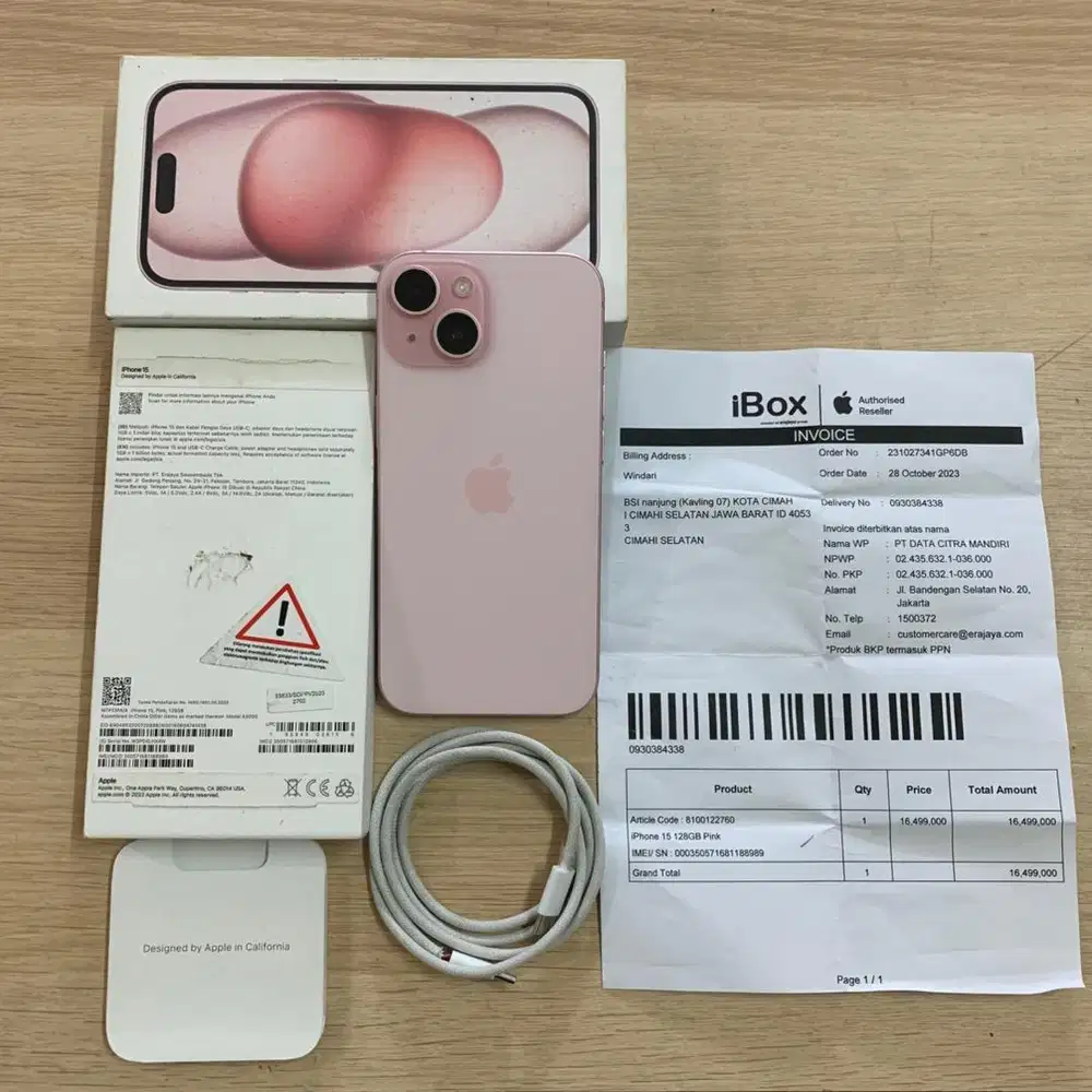 Iphone 15 pink 128gb Resmi Ibox