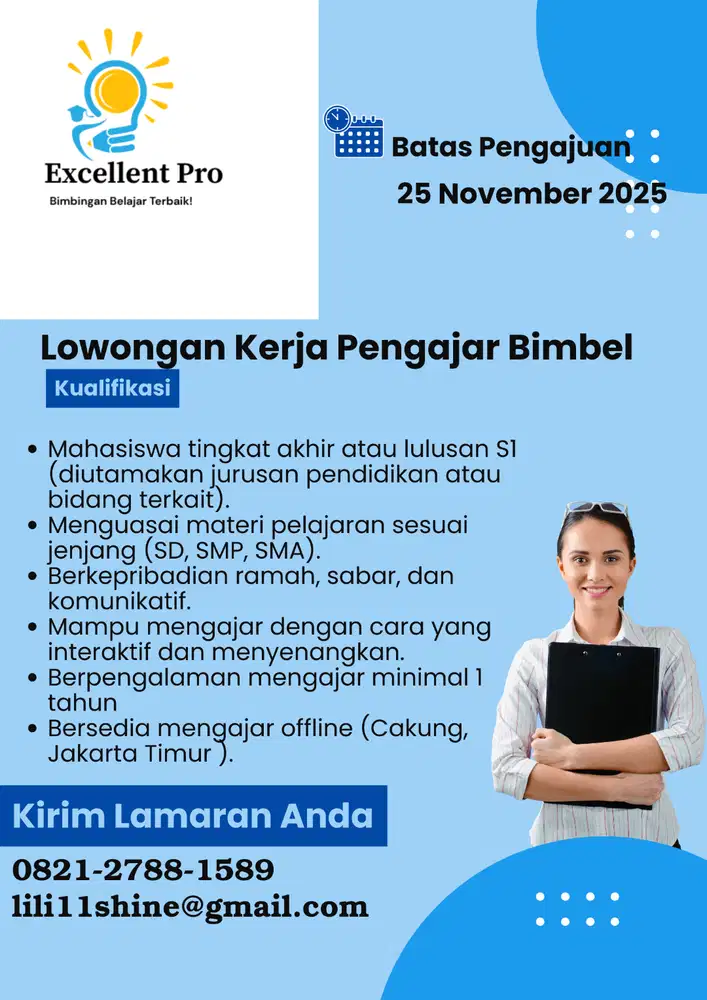 Lowongan Pengajar Bimbel SD, SMP dan SMA
