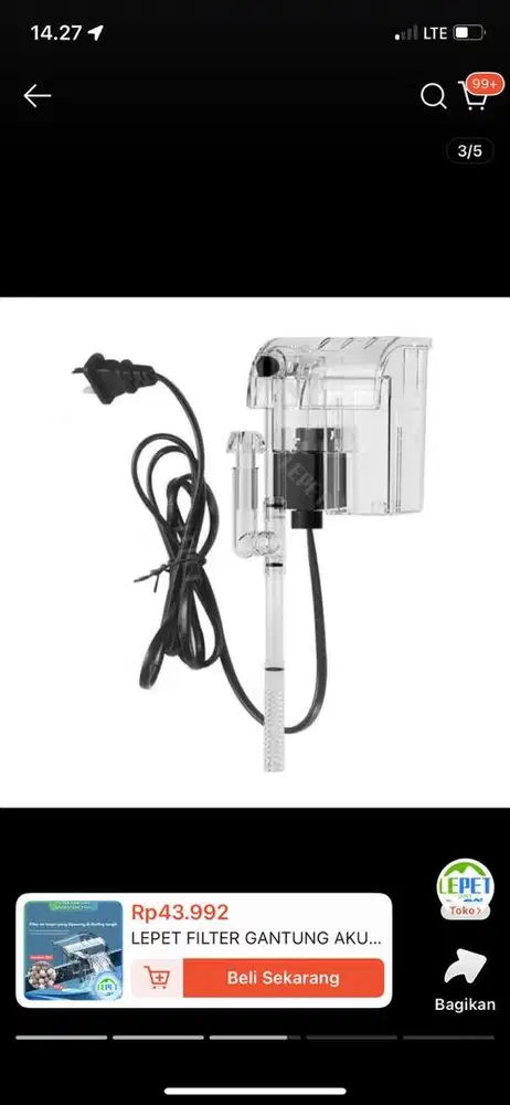 LEPET FILTER GANTUNG AKUARIUM AQUASCAPE XP06 FREE BATU FILTER 100G