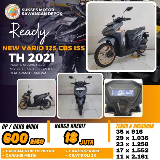 PROMO DP 600 CASH KREDIT HONDA NEW VARIO 125 ISS TH 2021 UNIT MULUS