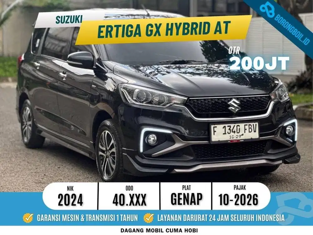 SUZUKI ERTIGA GX HYBRID AT 2024 HITAM PAJAK PANJANG LOW KM ISTIMEWA