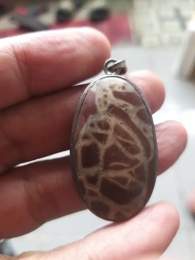 Liontin / bandul kalung dengan batu Natural dan Ring Perak