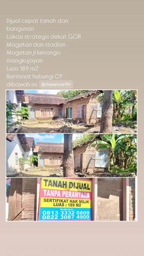 Dijual cepat tanah dan bangunan