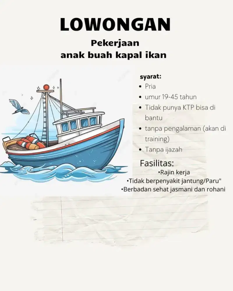 Loker ABK kapal (Lampung)