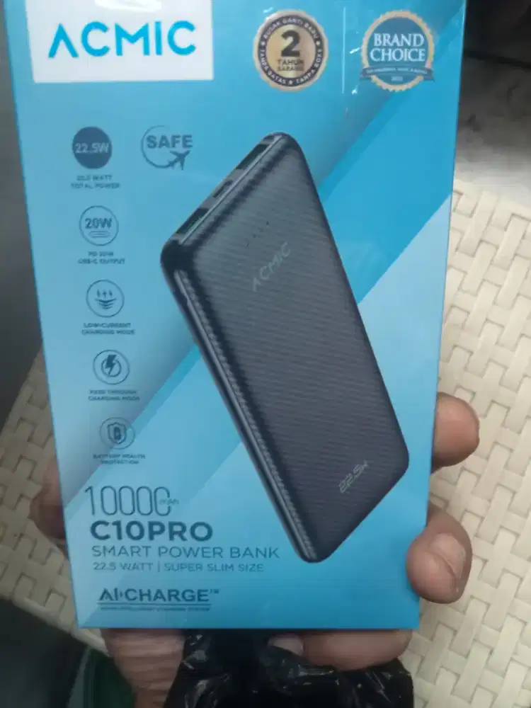 Powerbank Acmic C10Pro slim. Quick Charging 22.5W. baru 100% . Cikutra