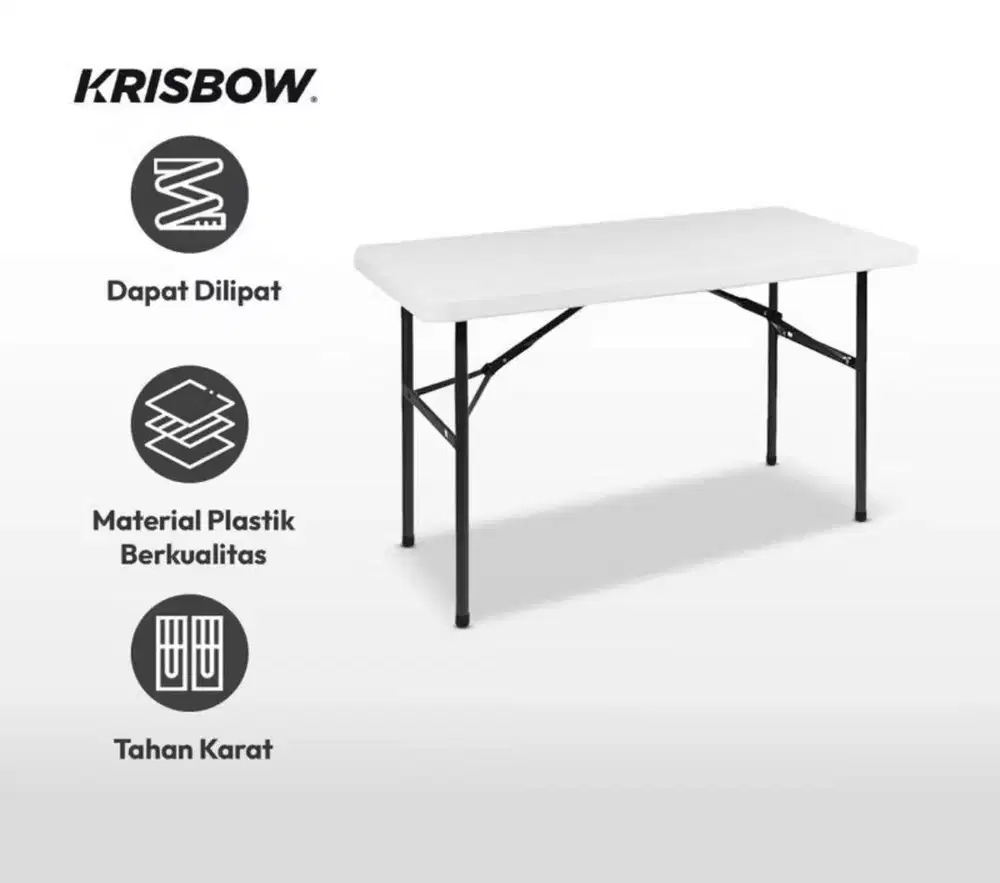 KRISBOW FOLDING TABLE 122x62cm -Bekas