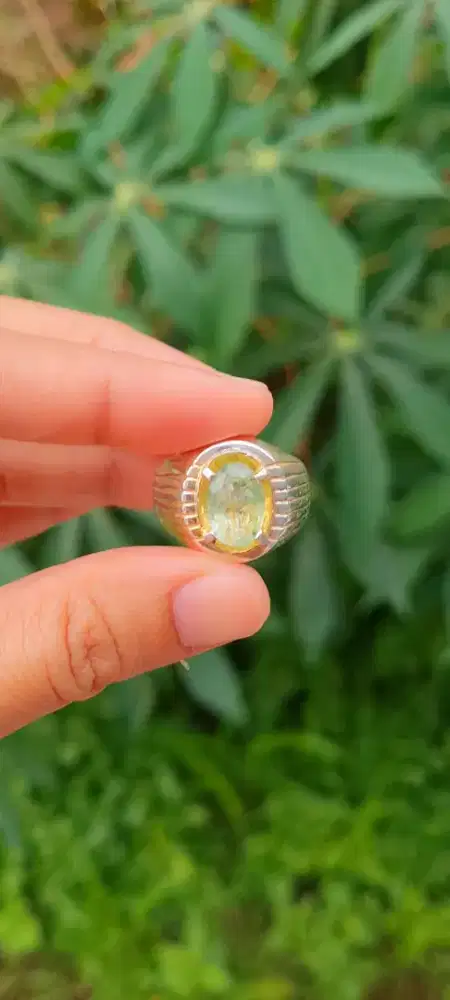 Cincin Zamrud Natural Elegan Ring Perak Ukuran 21
