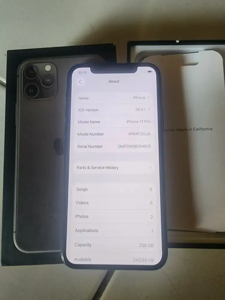 Iphone 11pro 256gb ex inter warna midnight grey