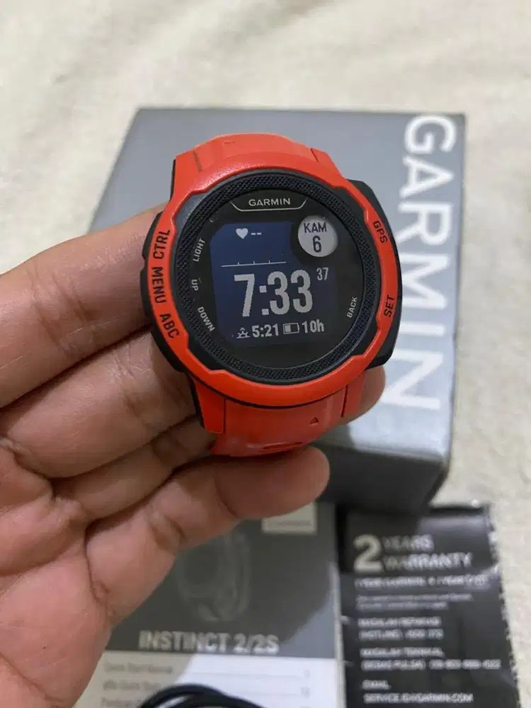 Garmin Instinct 2S Red Poppy Mulus bgt no minus fullset ex Grs Resmi