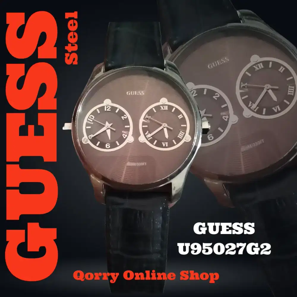 Jam Tangan Pria Guess Steel U95027G2 Dual Time Original // Second