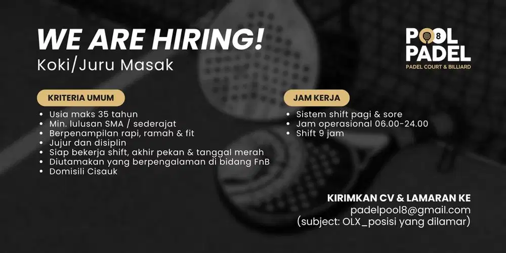 Lowongan Kerja Juru Masak