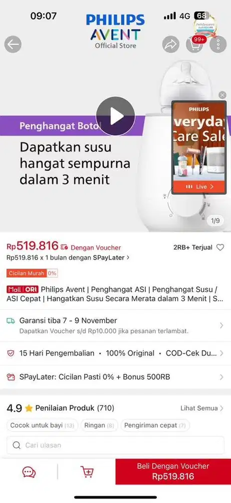 philips penghangat asi