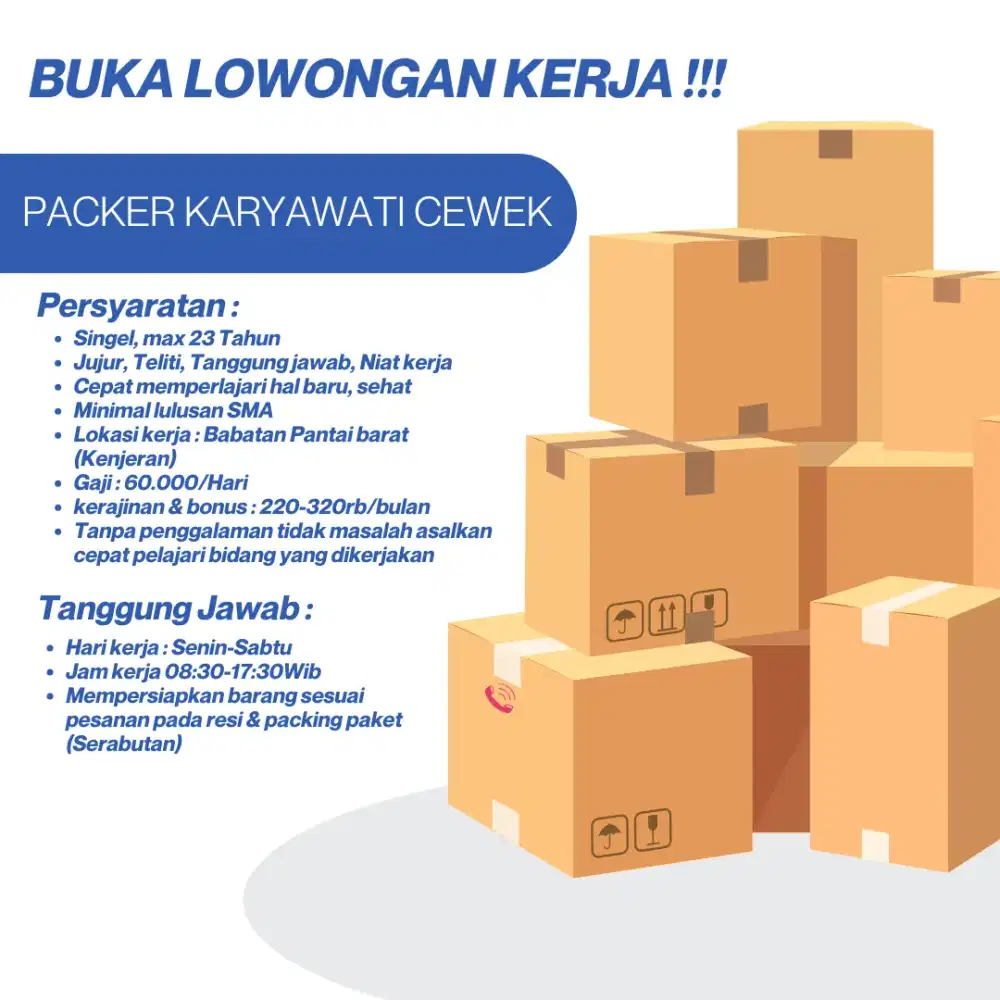 Buka loker surabaya sebagai Packer olshop packing serabutan wanita