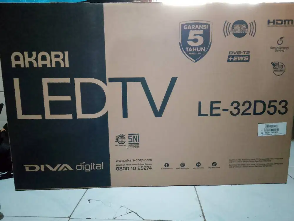 AKARI DIVA DIGITAL LE-32D53 – 32” HD | DVB-T2 | HDMI/USB | Baru Segel