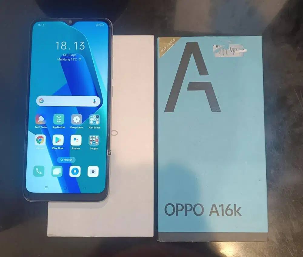 Jual Ho second Oppo A16 4/64 white fullset no minus pemakaian sndiri