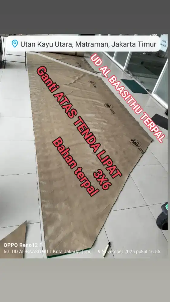 Mengganti ATAS TENDA LIPAT SEMUA UKURAN