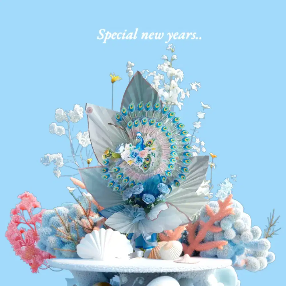 Buket uang model merak