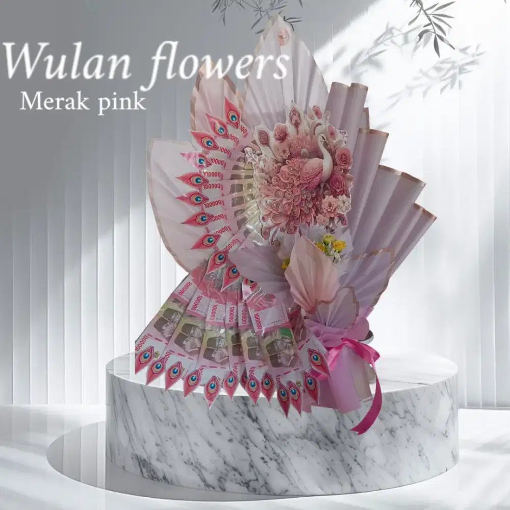 Buket mahar uang replika model merak