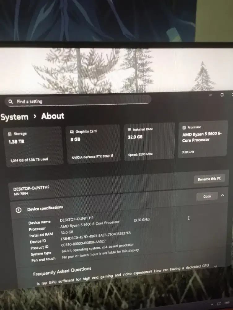 Pc gaming komputer gaming RTX 3060 TI