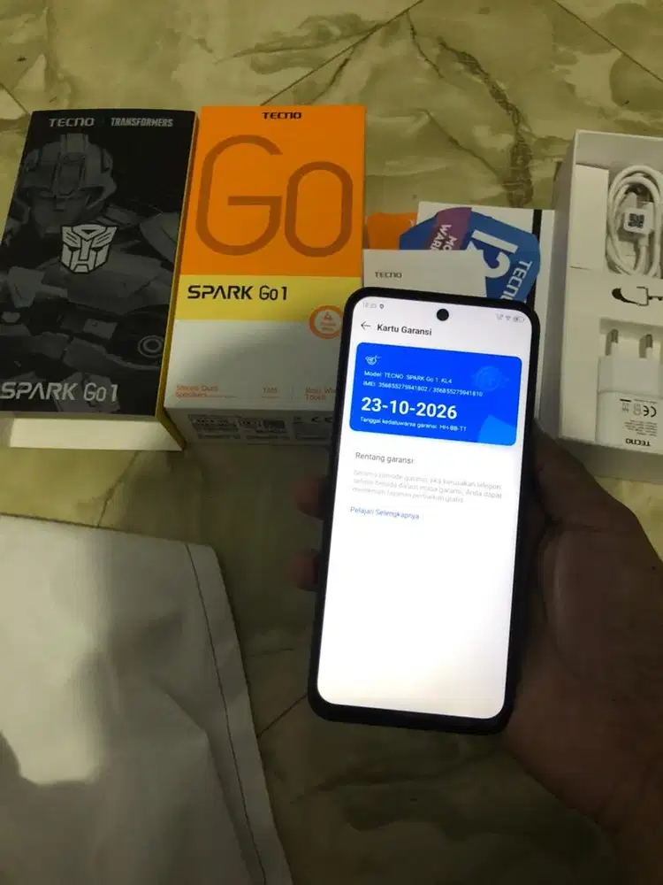 tecno spark go 1 fullset pemakaian belum sebulan