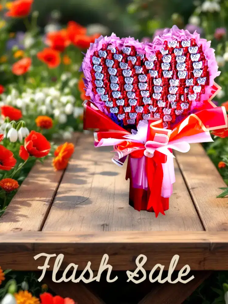 Buket permen kiss love