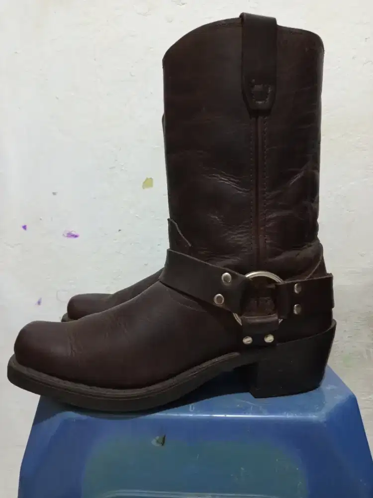 Sepatu boot jenggel kulit-41 moge harley roadglide sportster goldwing